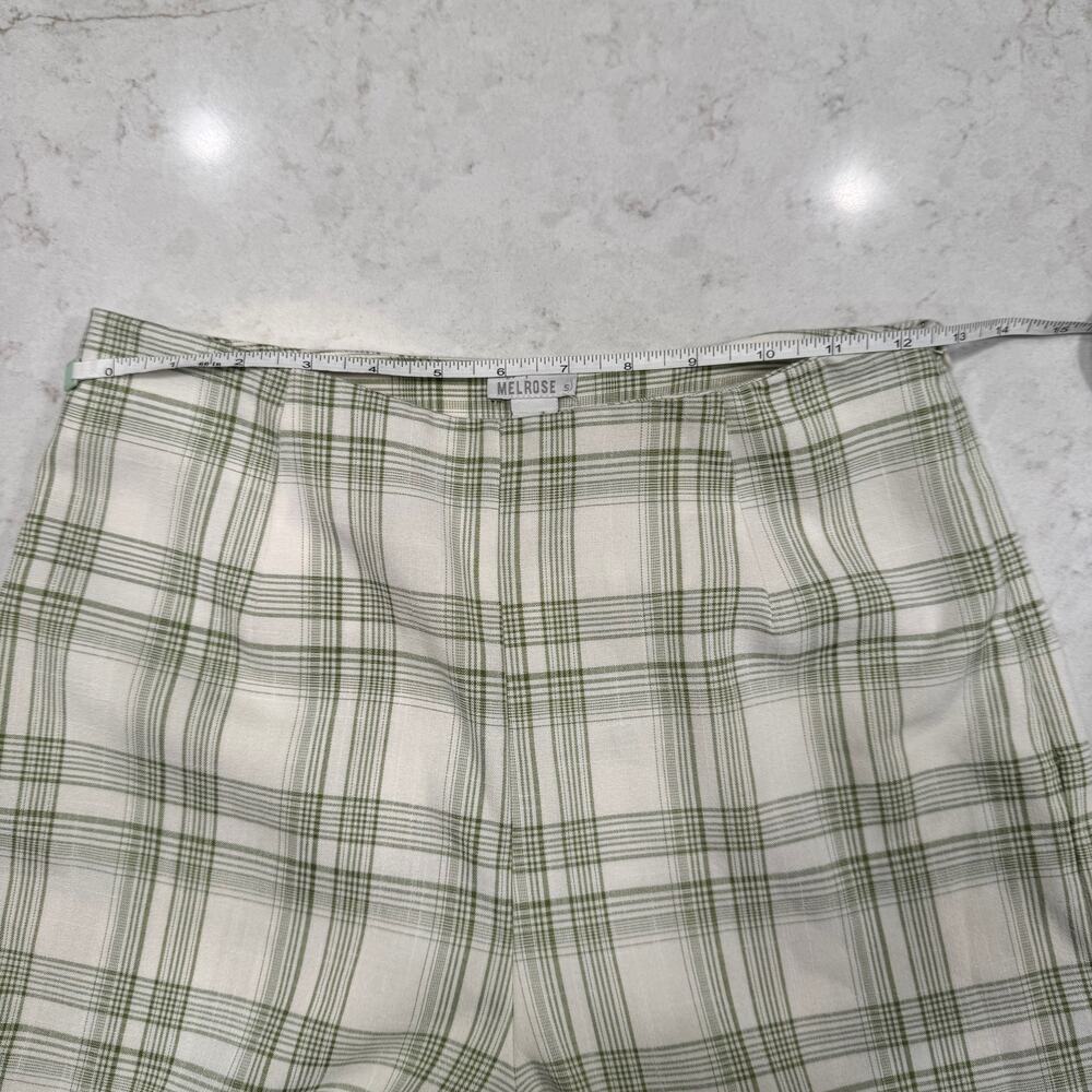 Green Plaid Straight Leg Pants Women's Small Minimalist Academia Coastal Cottage - Picture 6 of 13